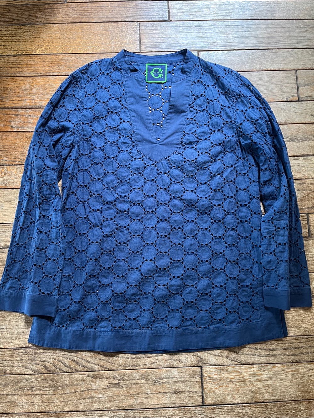 C. Wonder Navy Blue Eyelet Tunic Top